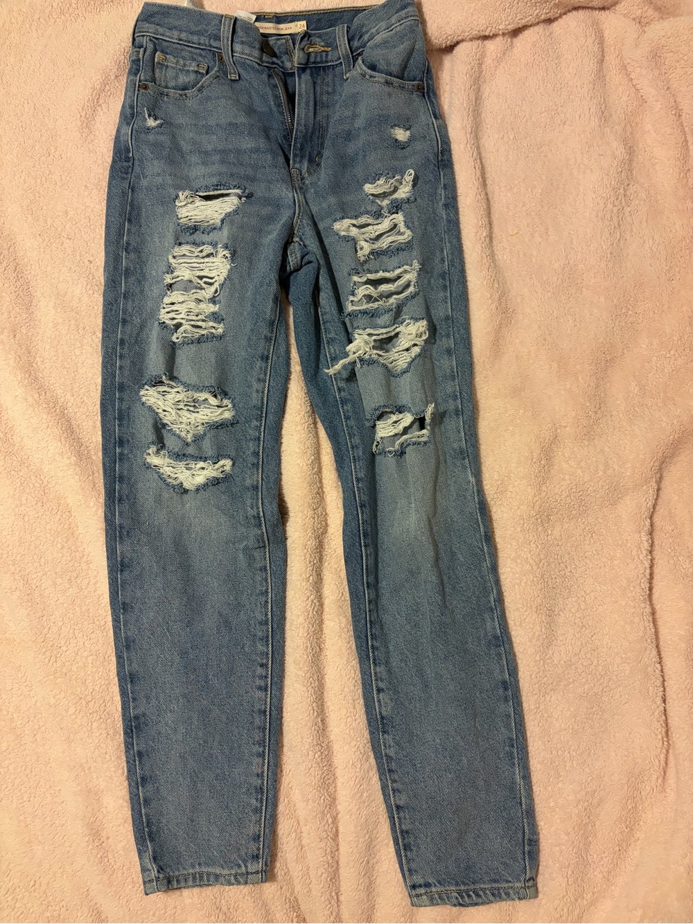 Levi's Light Blue High-Rise Distressed Ripped Jeans
